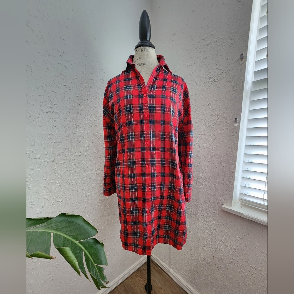 Passport Buffalo Print Button-up Long Sleeve Dress